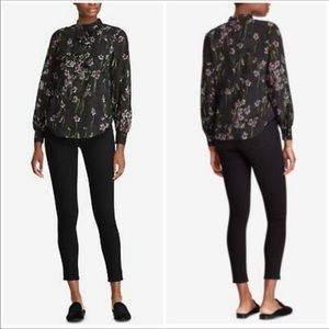 NWT Ralph Lauren Black Floral Hugh Neck Blouse